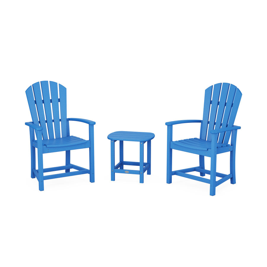 POLYWOOD Palm Coast 3-Piece Upright Adirondack Chair Set in Pacific Blue