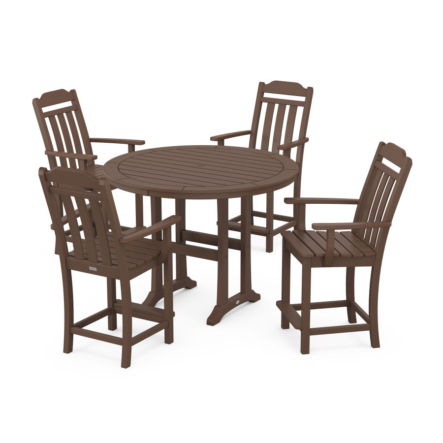 POLYWOOD Country Living 5-Piece Round Counter Set in Mahogany