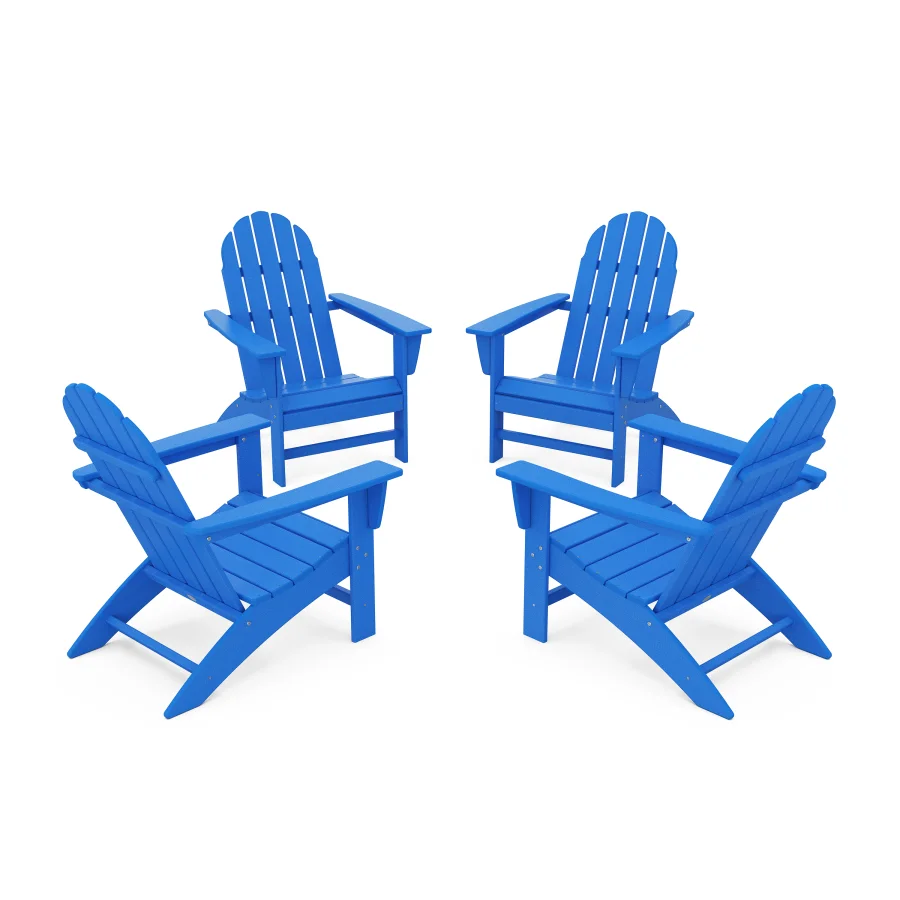 POLYWOOD Vineyard 4-Piece Adirondack Conversation Set in Pacific Blue