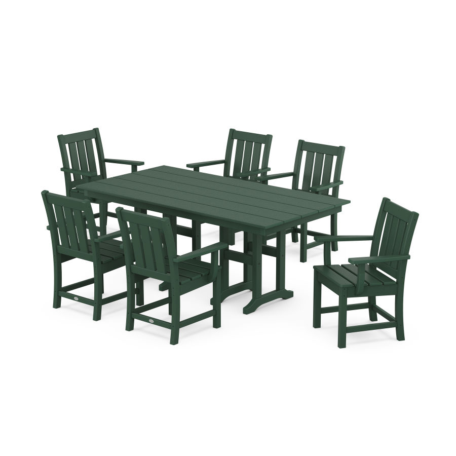 POLYWOOD Oxford Arm Chair 7-Piece Farmhouse Dining Set in Green