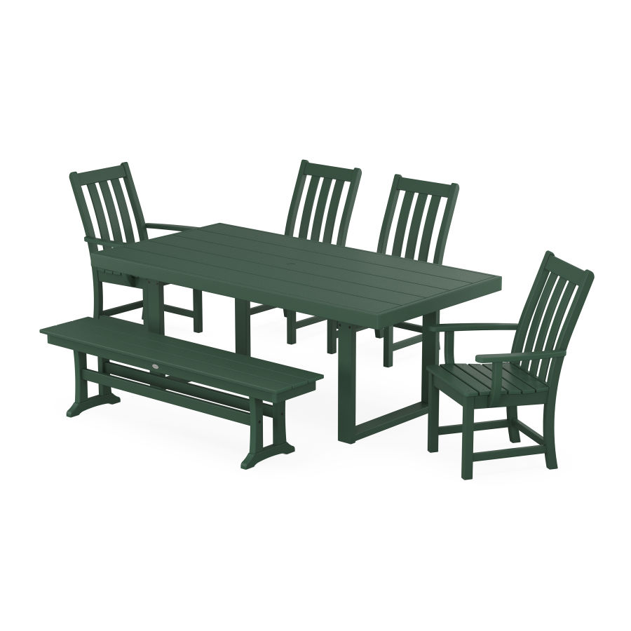 POLYWOOD Vineyard 6-Piece Dining Set with Bench in Green
