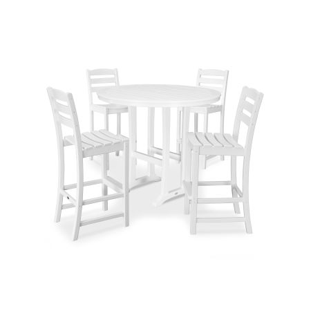 La Casa Café 5 Piece Side Chair Bar Dining Set in White