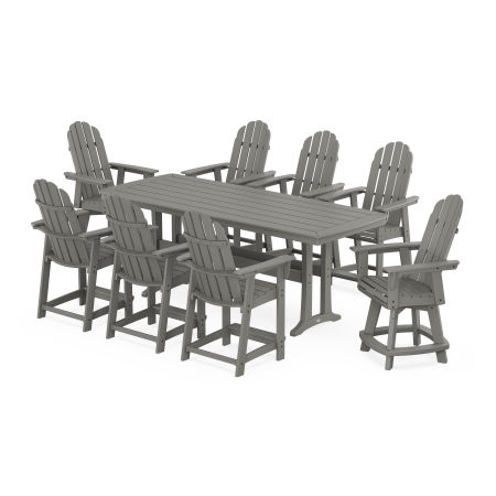 POLYWOOD Vineyard Curveback Adirondack Swivel 9-Piece Counter Set with Trestle Legs