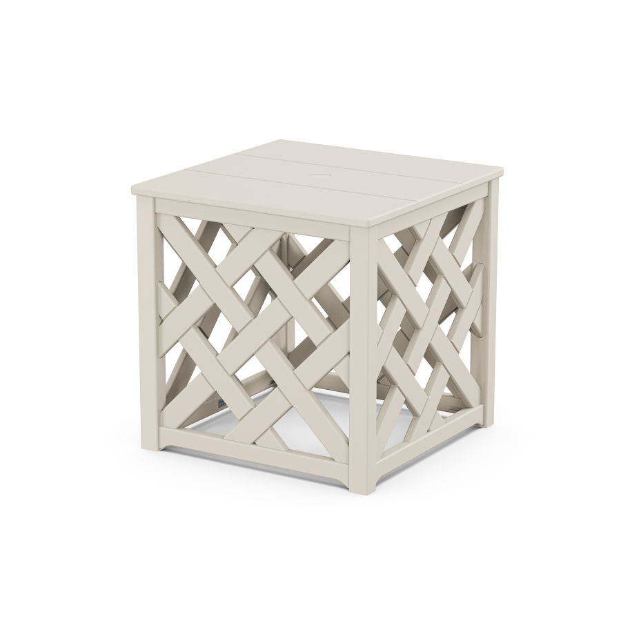 POLYWOOD Wovendale Accent Umbrella Table in Sand