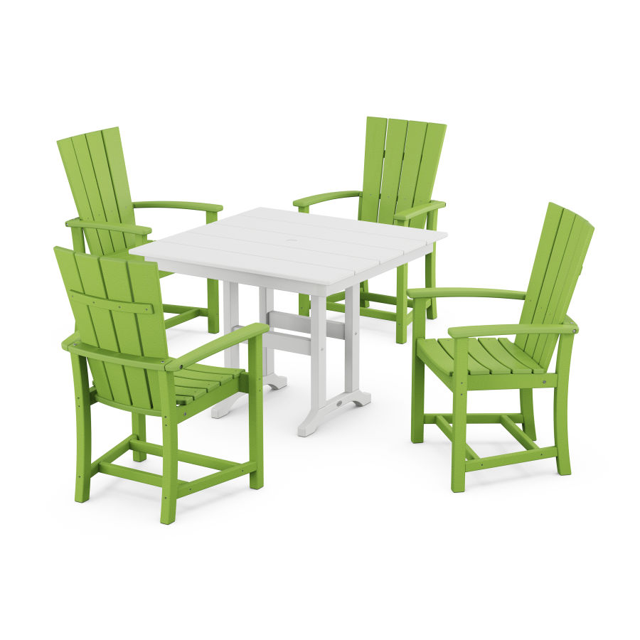 POLYWOOD Quattro 5-Piece Farmhouse Dining Set in Lime