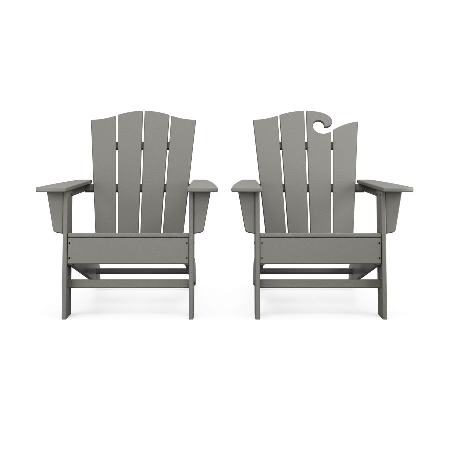 POLYWOOD Wave 2-Piece Adirondack Chair Set with The Crest Chair in Slate Grey