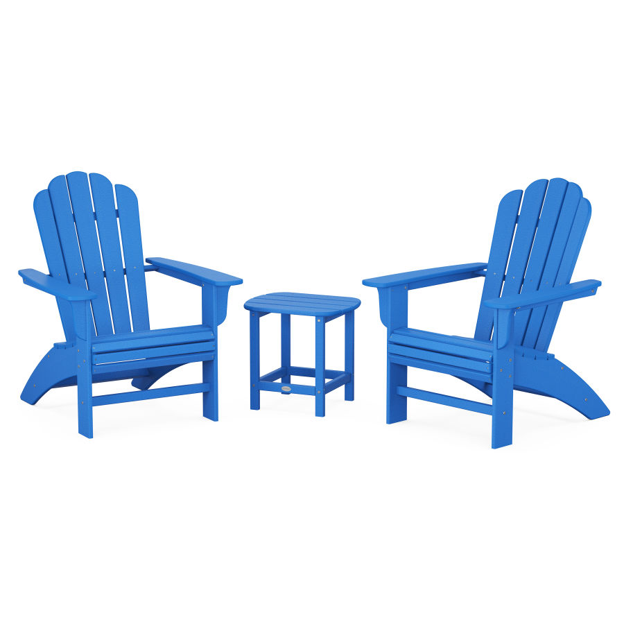POLYWOOD Country Living Curveback Adirondack Chair 3-Piece Set in Pacific Blue