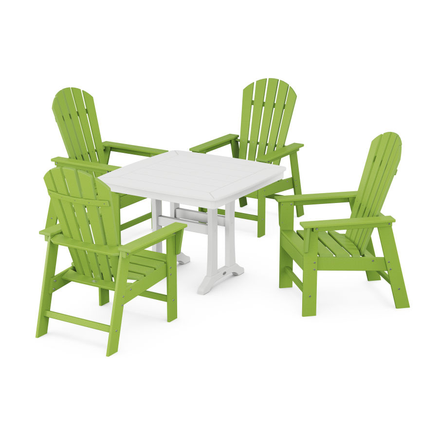 POLYWOOD South Beach 5-Piece Dining Set with Trestle Legs in Lime / White