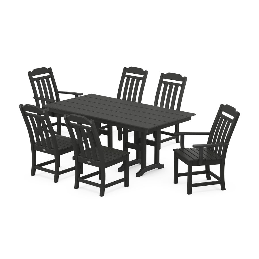 POLYWOOD Country Living 7-Piece Farmhouse Dining Set in Black