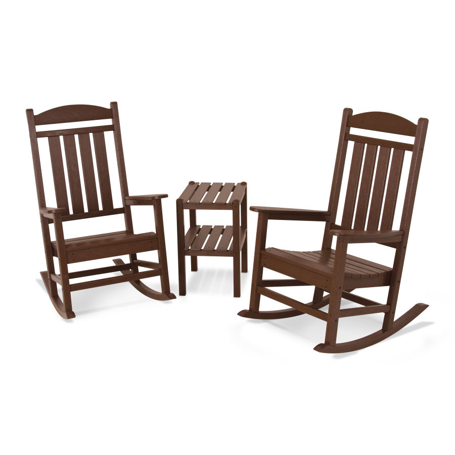 POLYWOOD Presidential 3-Piece Rocking Chair Set in Mahogany