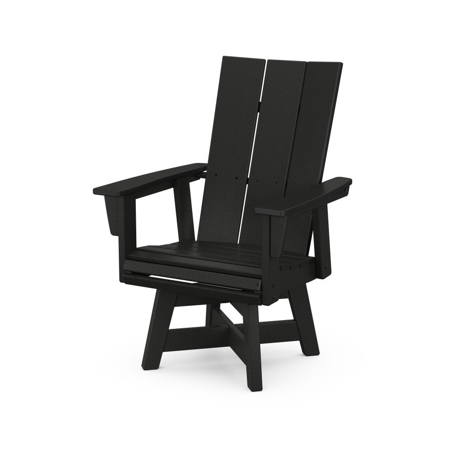 POLYWOOD Modern Adirondack Swivel Dining Chair in Black