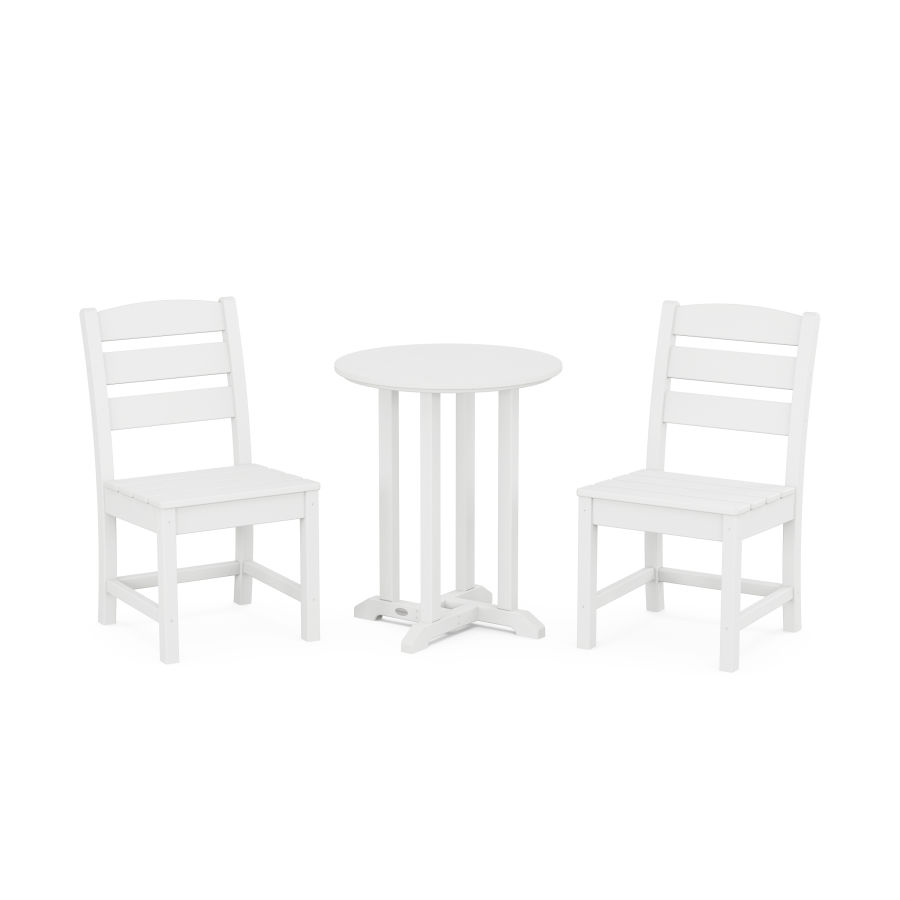 POLYWOOD Lakeside Side Chair 3-Piece Round Dining Set in White