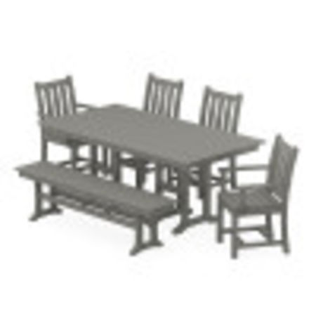 Traditional Garden 6-Piece Farmhouse Dining Set with Bench