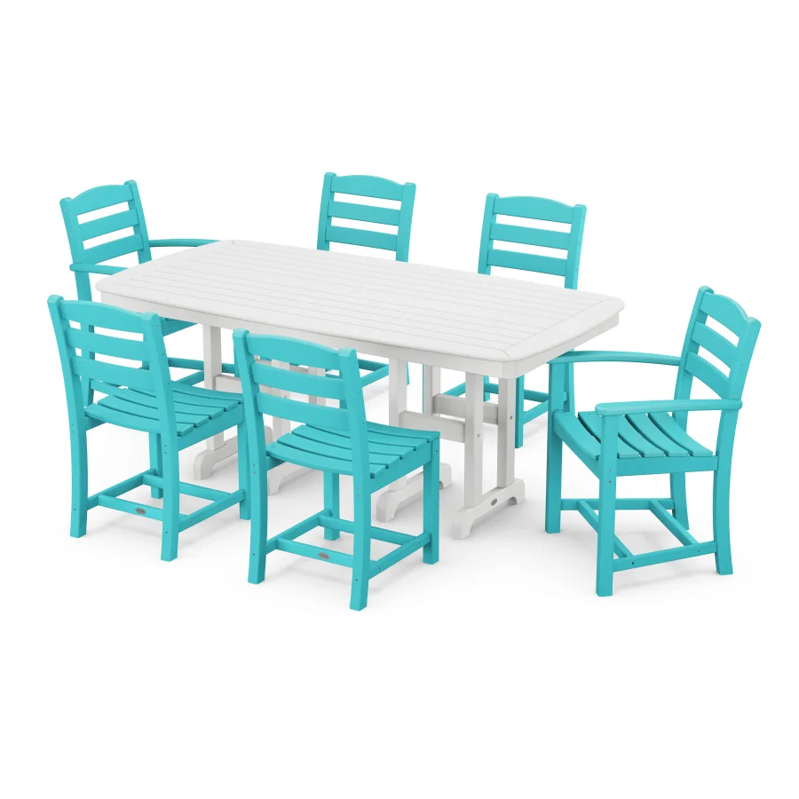 POLYWOOD La Casa Café 7-Piece Dining Set in Aruba / White