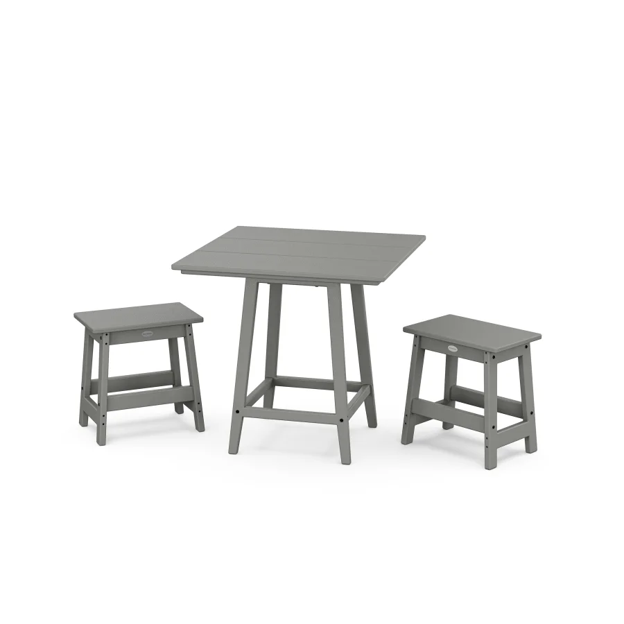 POLYWOOD Modern Studio Stool 3-Piece Square Bistro Set