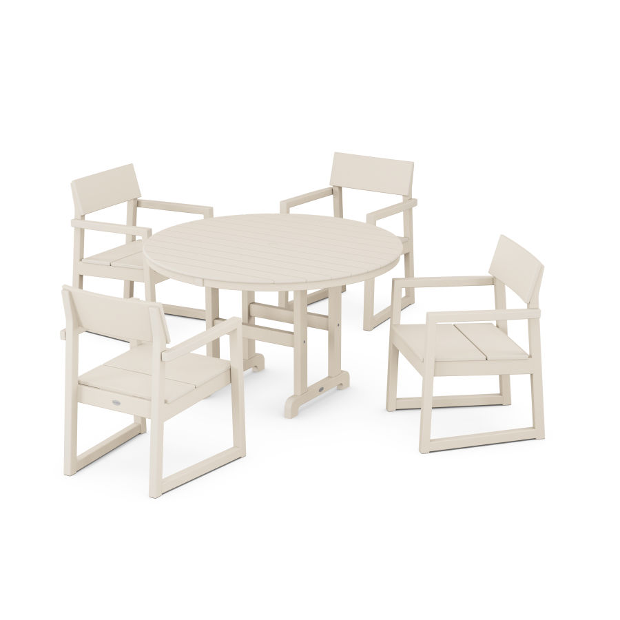 POLYWOOD EDGE 5-Piece Round Dining Set in Sand