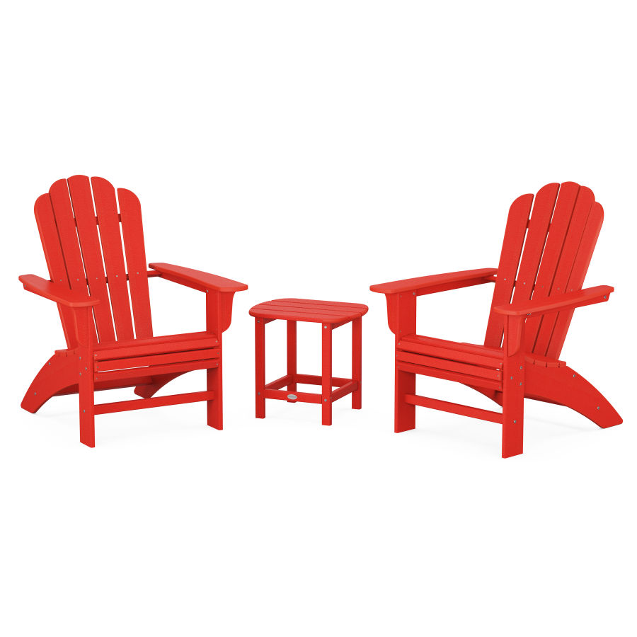 POLYWOOD Country Living Curveback Adirondack Chair 3-Piece Set in Sunset Red