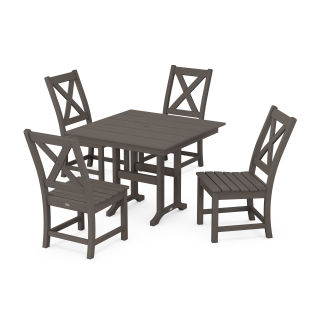 POLYWOOD Braxton Side Chair 5-Piece Farmhouse Dining Set in Vintage Finish