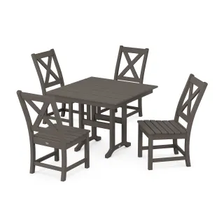 POLYWOOD Braxton Side Chair 5-Piece Farmhouse Dining Set in Vintage Finish