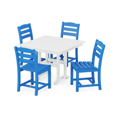 POLYWOOD La Casa Café Side Chair 5-Piece Farmhouse Dining Set in Pacific Blue