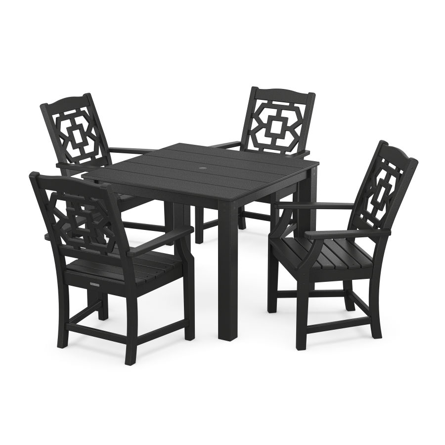 POLYWOOD Chinoiserie 5-Piece Parsons Dining Set in Black