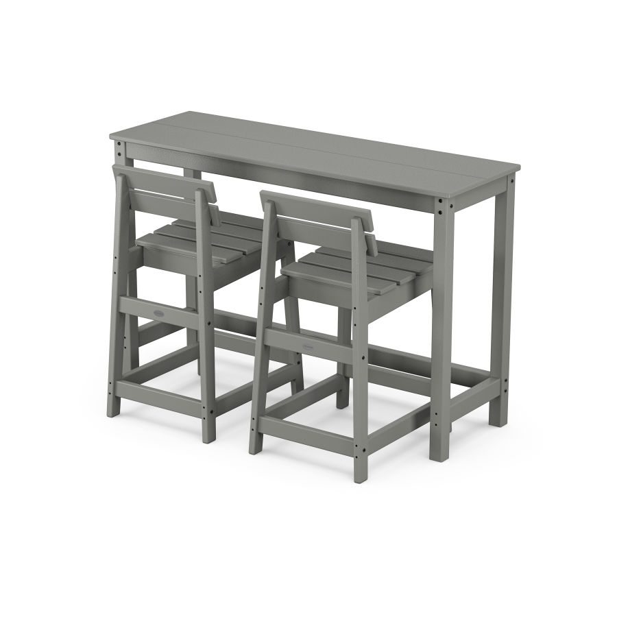 POLYWOOD Modern Studio Plaza Lowback Counter Chair 3-Piece Balcony Set in Slate Grey