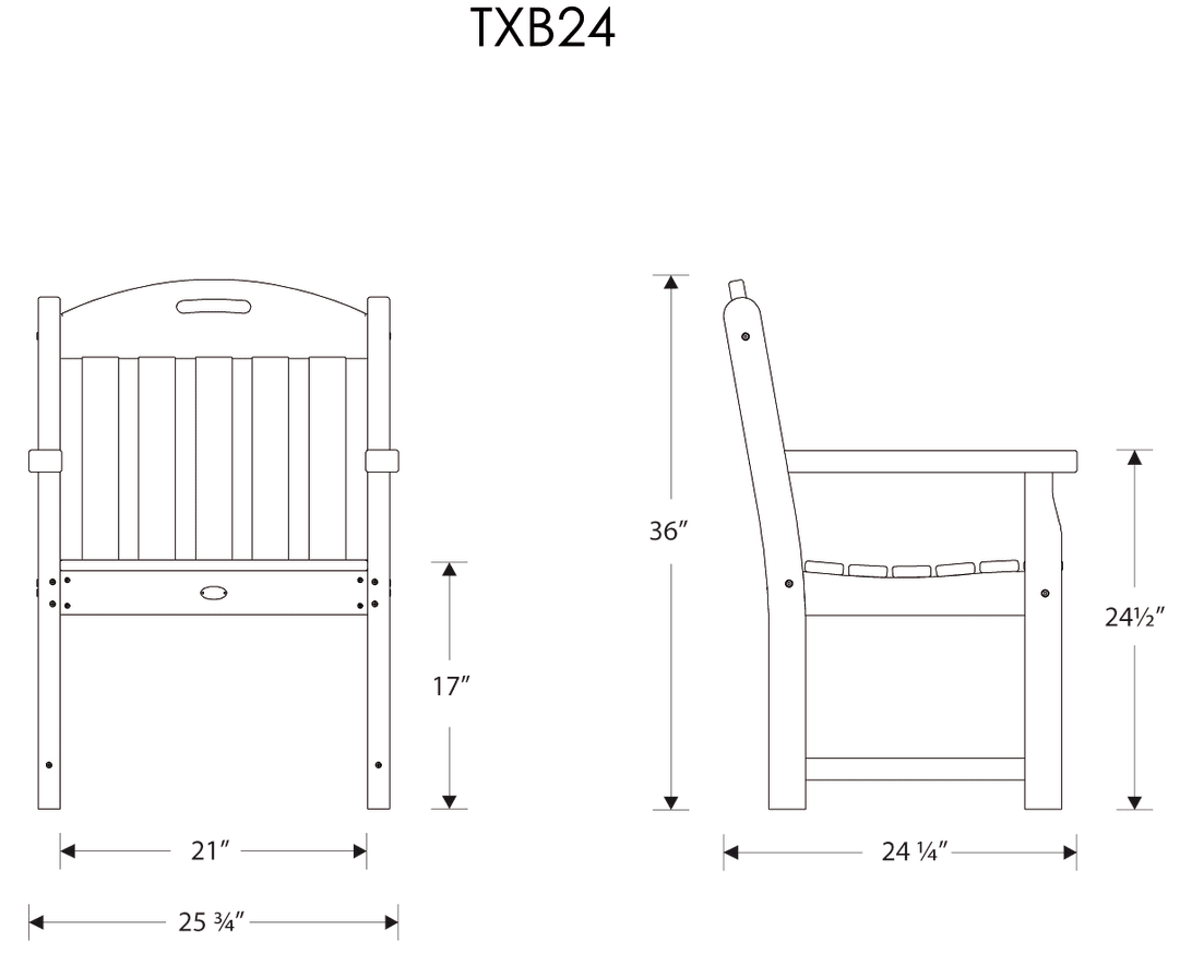 Dimensions for Yacht Club Garden Arm Chair