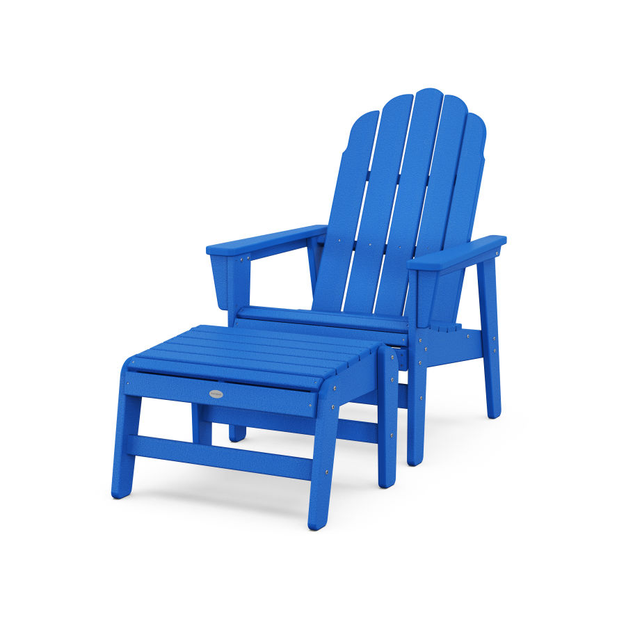 POLYWOOD Vineyard Grand Upright Adirondack Chair with Ottoman in Pacific Blue