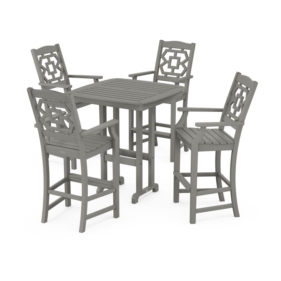 POLYWOOD Chinoiserie 5-Piece Bar Set in Slate Grey
