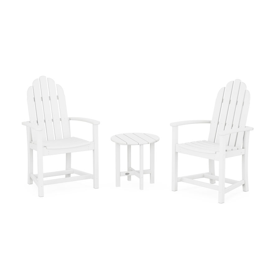 POLYWOOD Classic 3-Piece Upright Adirondack Chair Set in White