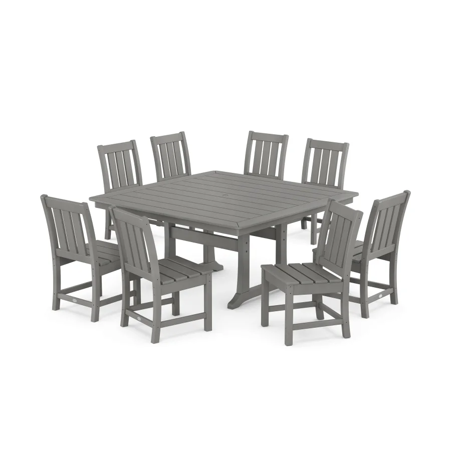 POLYWOOD Oxford Side Chair 9-Piece Square Dining Set with Trestle Legs