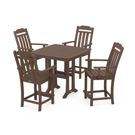 Country Living 5-Piece Counter Set with Trestle Legs in Mahogany