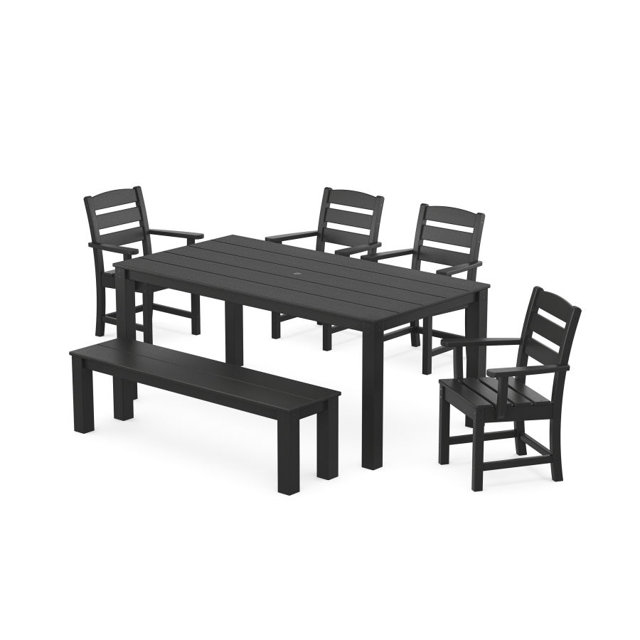 POLYWOOD Lakeside 6-Piece Parsons Dining Set with Bench in Black