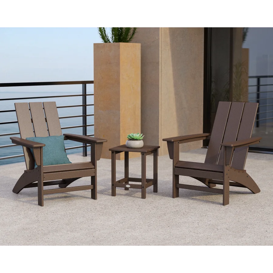 Modern 3-Piece Adirondack Set with Long Island 18" Side Table