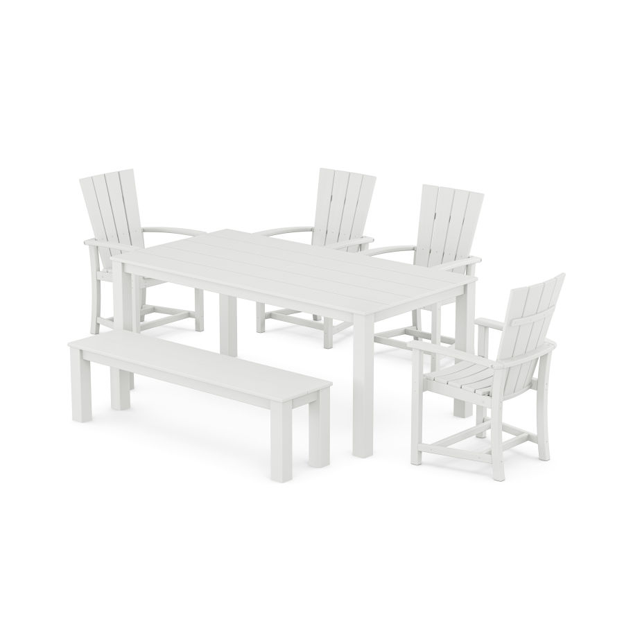 POLYWOOD Quattro 6-Piece Parsons Dining Set with Bench in White
