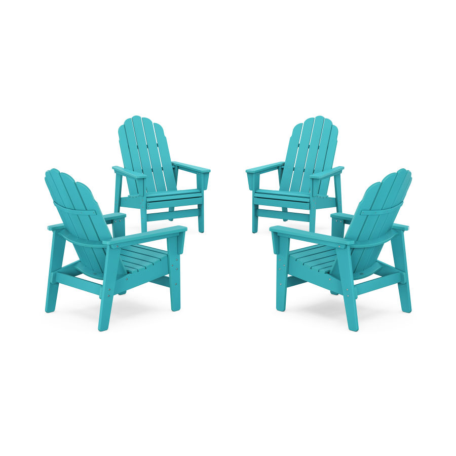 POLYWOOD 4-Piece Vineyard Grand Upright Adirondack Chair Conversation Set in Aruba