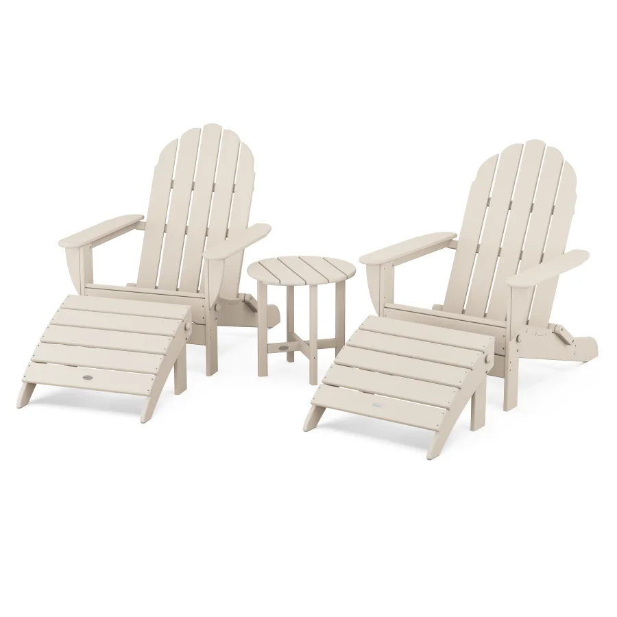 POLYWOOD Classic Oversized Adirondack 5-Piece Casual Set in Sand