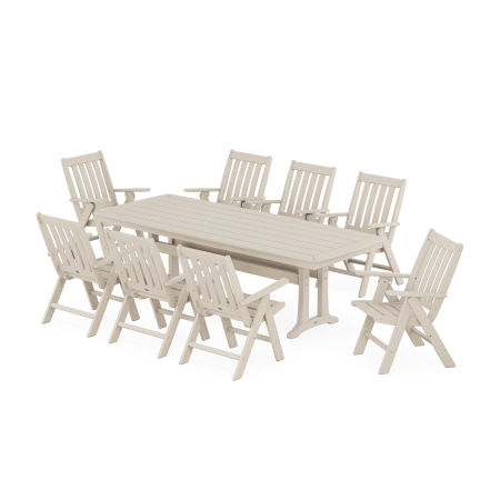 Vineyard Folding 9-Piece Dining Set with Trestle Legs in Sand