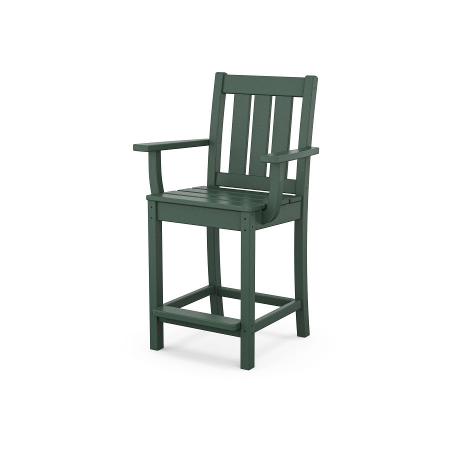 POLYWOOD Oxford Counter Arm Chair in Green