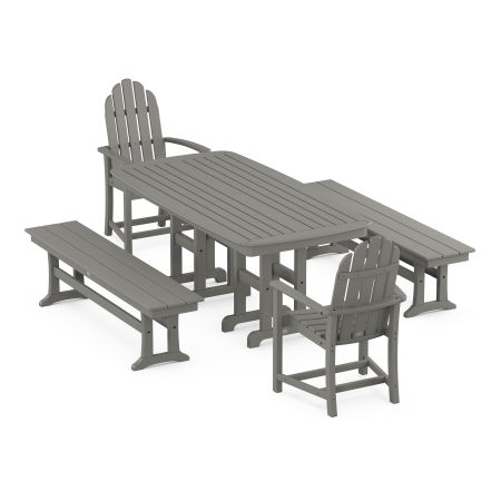 POLYWOOD Classic Adirondack 5-Piece Dining Set with Benches