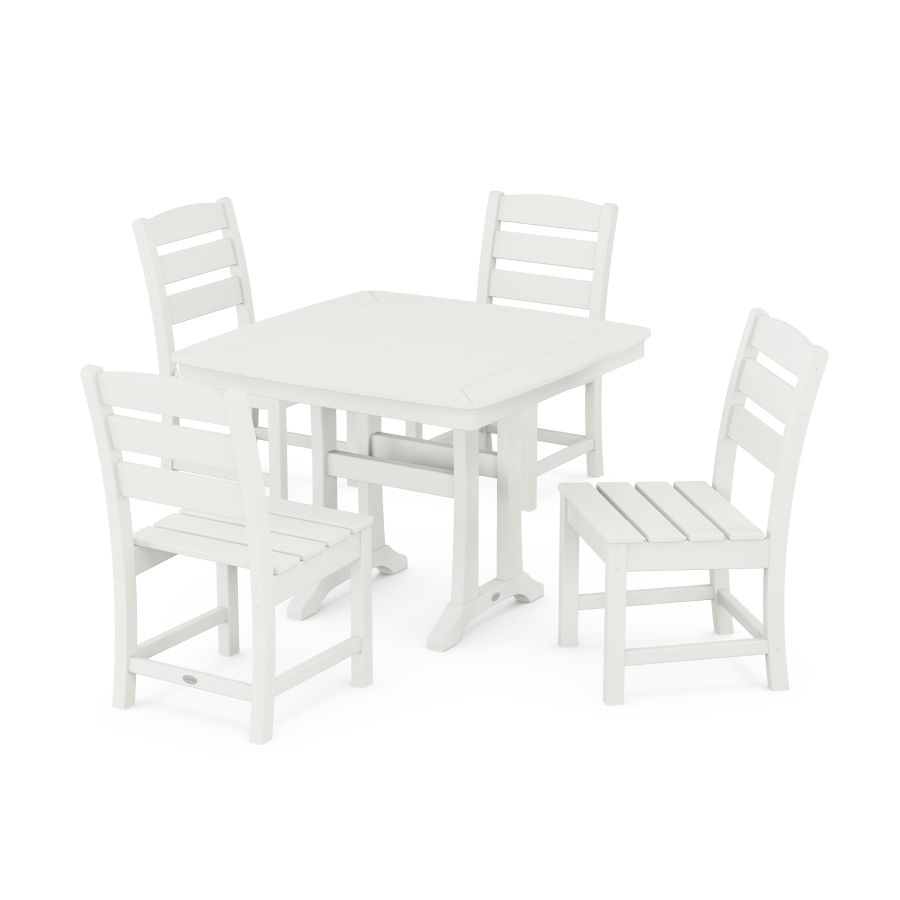 POLYWOOD Lakeside Side Chair 5-Piece Dining Set with Trestle Legs in Vintage White