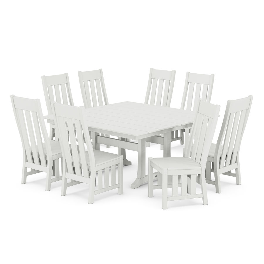 POLYWOOD Acadia Side Chair 9-Piece Square Farmhouse Dining Set with Trestle Legs in White