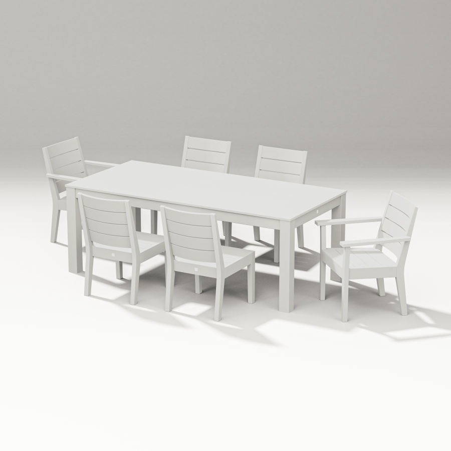 POLYWOOD Latitude 7-Piece Dining Set - Parsons 84" in Vintage White