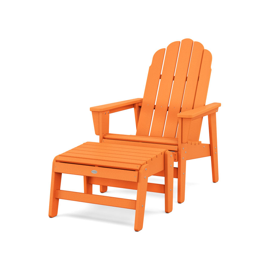 POLYWOOD Vineyard Grand Upright Adirondack Chair with Ottoman in Tangerine