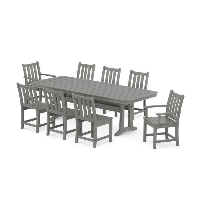 POLYWOOD Traditional Garden 9-Piece Dining Set with Trestle Legs