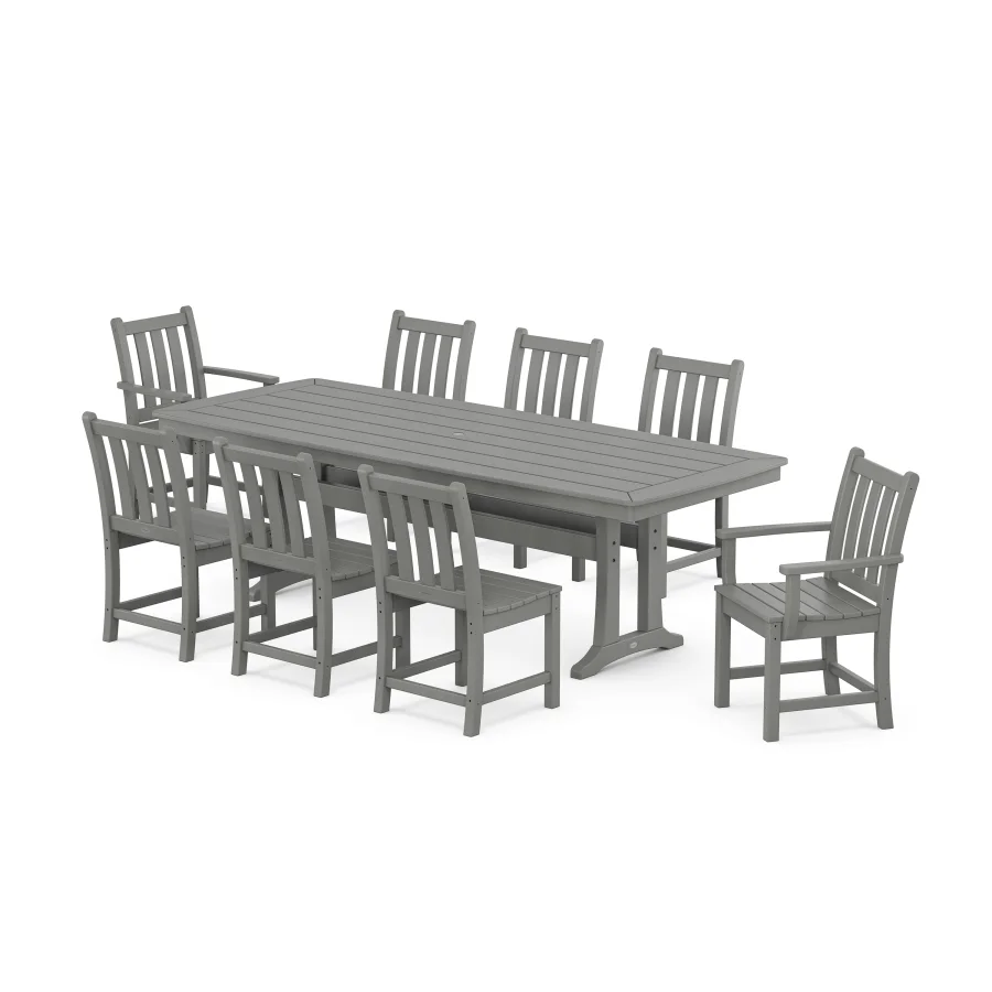 POLYWOOD Traditional Garden 9-Piece Dining Set with Trestle Legs