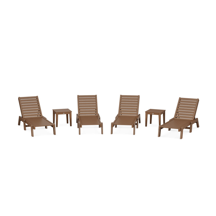 POLYWOOD Captain Chaise 6-Piece Set in Teak