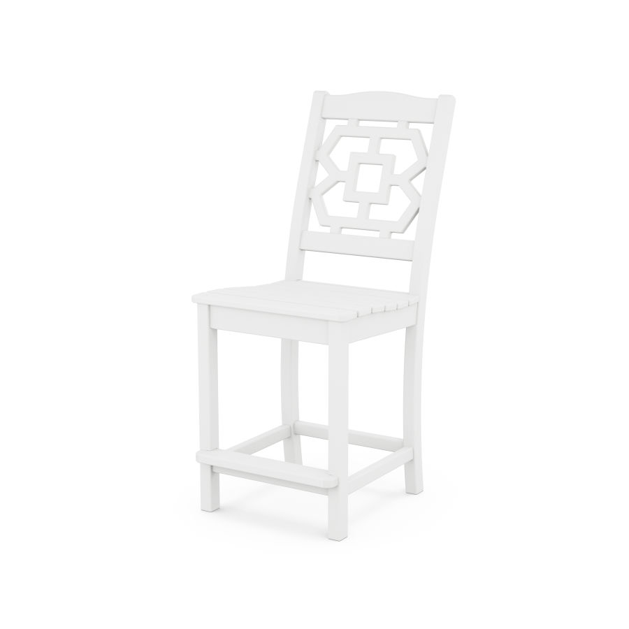 POLYWOOD Chinoiserie Counter Side Chair in White