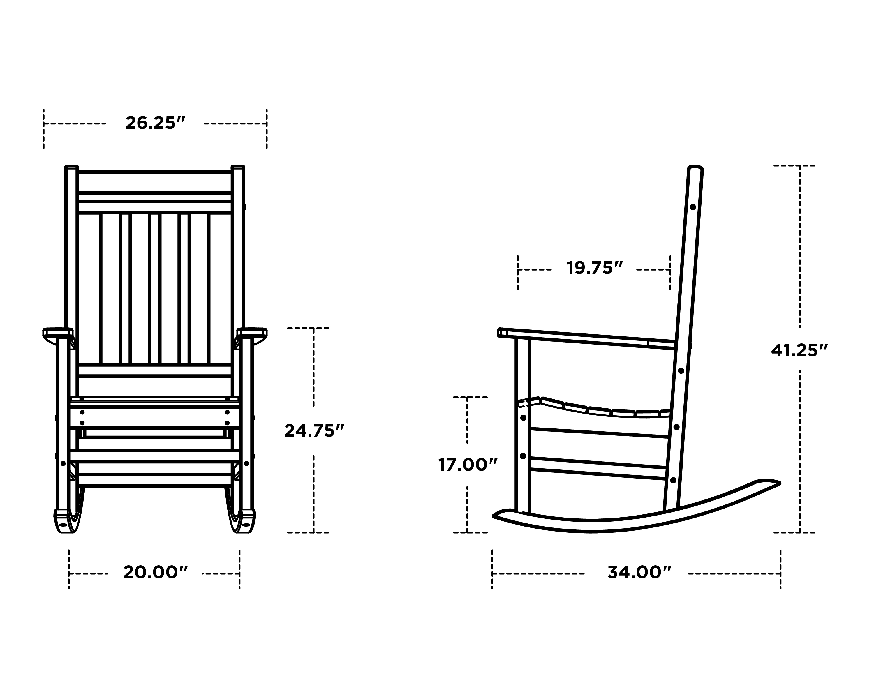 Dimensions for Estate Rocking Chair