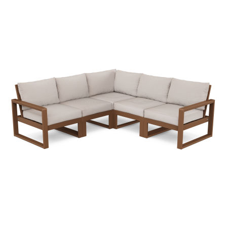POLYWOOD EDGE 5-Piece Modular Deep Seating Set in Teak / Dune Burlap